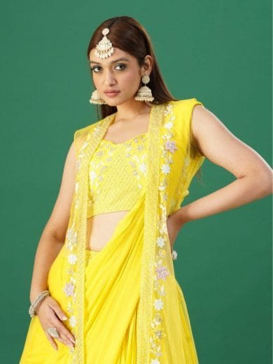 Yellow Jacket Lehenga - Image 4