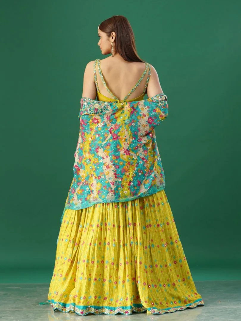 Green Cape Lehenga Set - Image 2