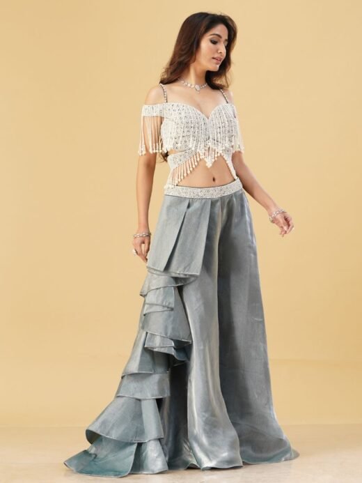 Green Pearl Crop Top and Pants