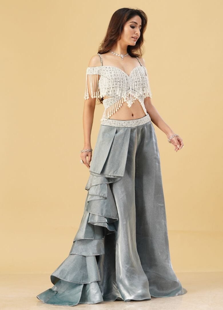Green Pearl Crop Top and Pants