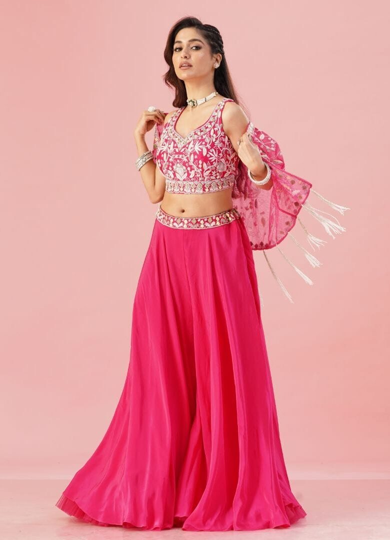 Rani pink palazzo and cape set