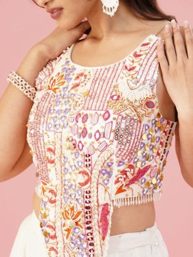 White Crop Top and Flared Palazzo Set - Image 5