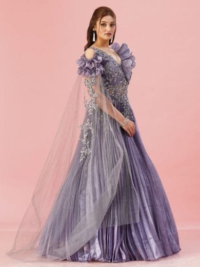 Lilac Pleated Gown