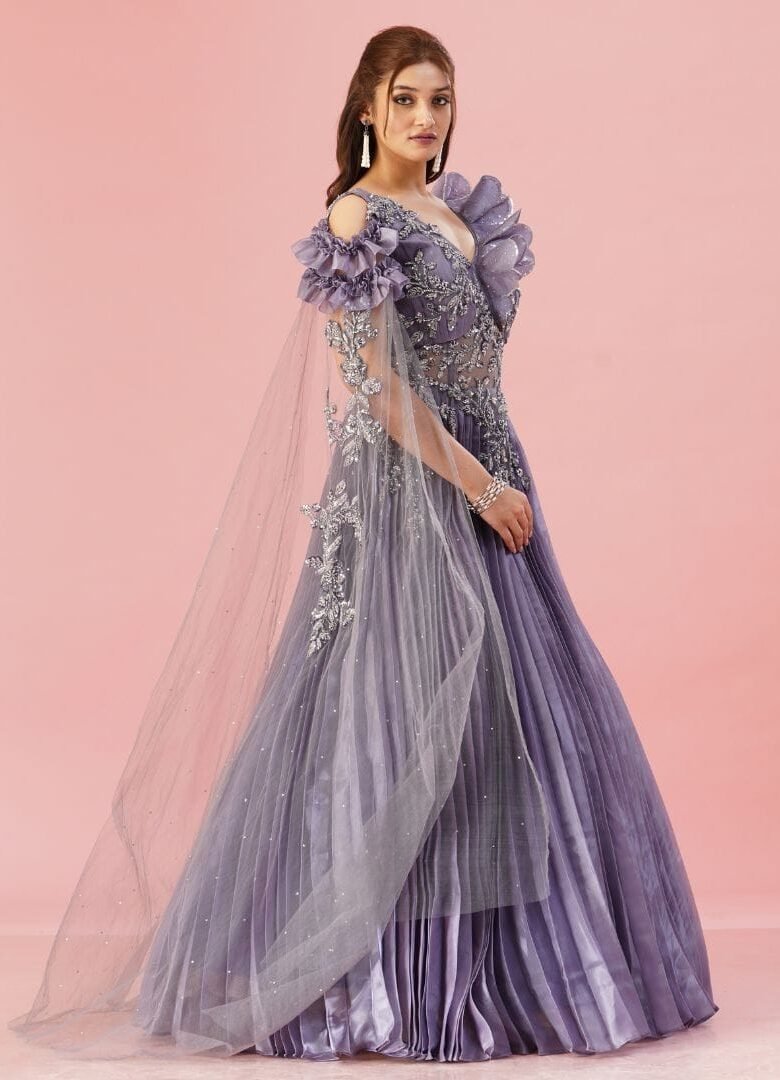 Lilac Pleated Gown