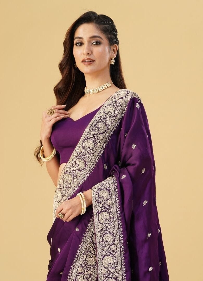 Wine Silk Saree