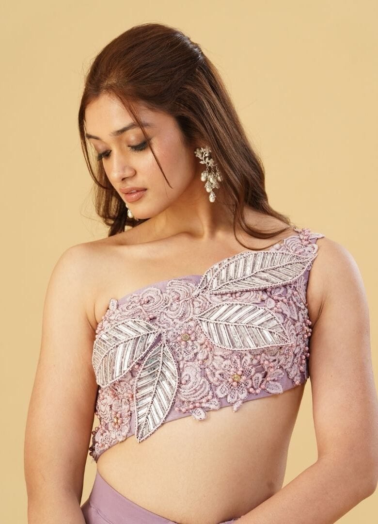 Lilac pre drapped saree