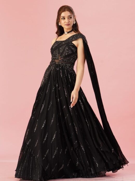 Black Sequins Gown
