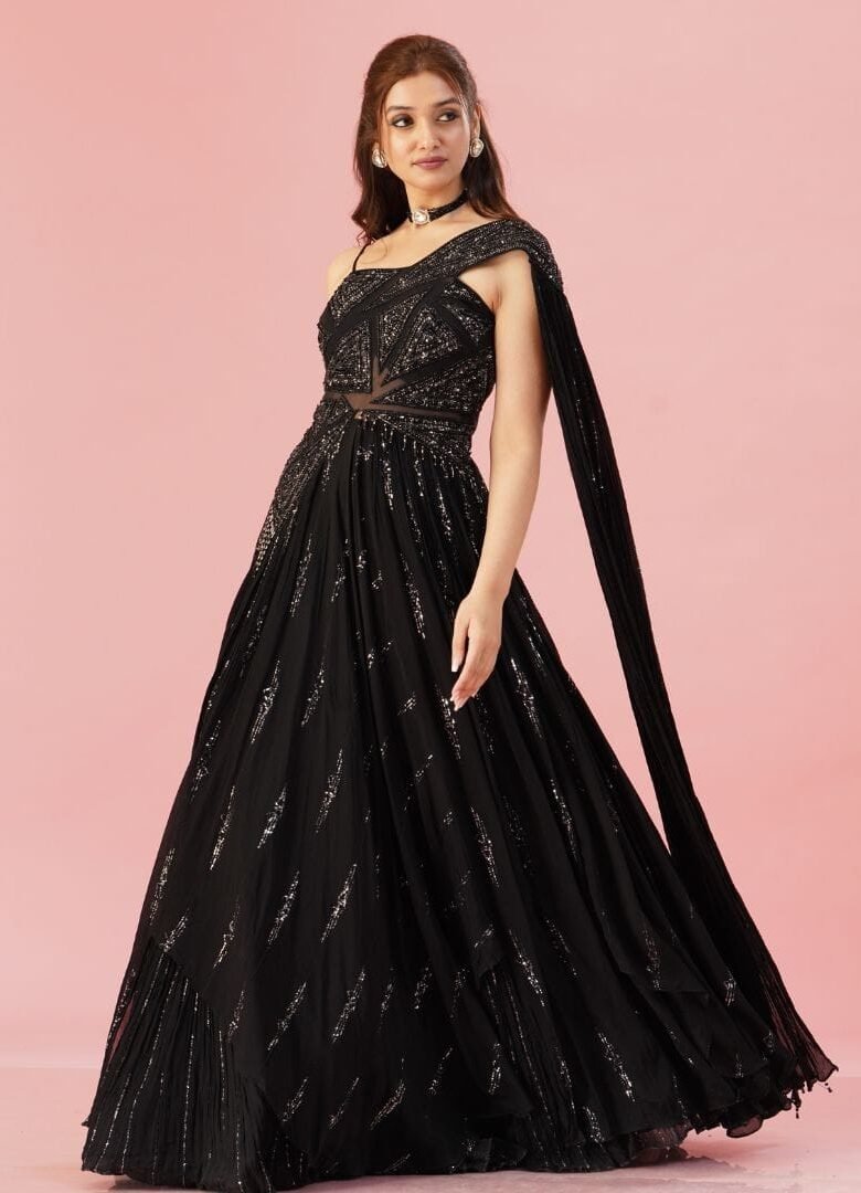 Black Sequins Gown