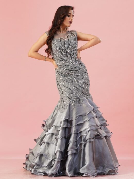 Grey Structured Gown