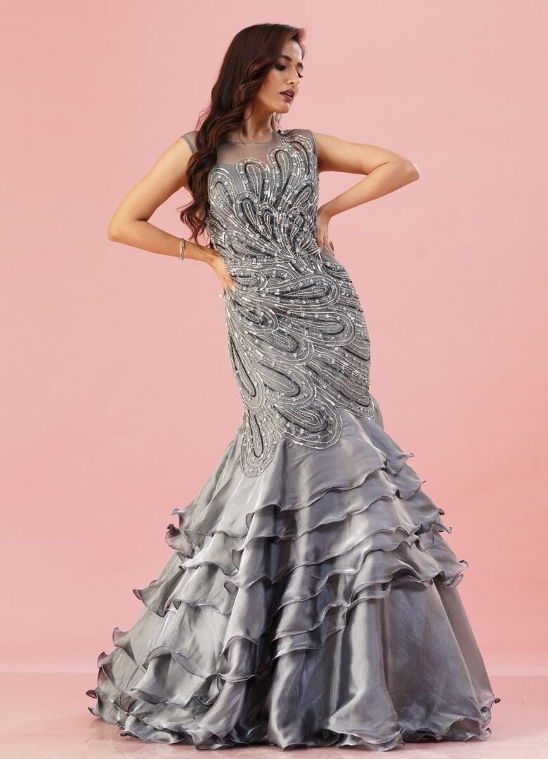 Grey Structured Gown