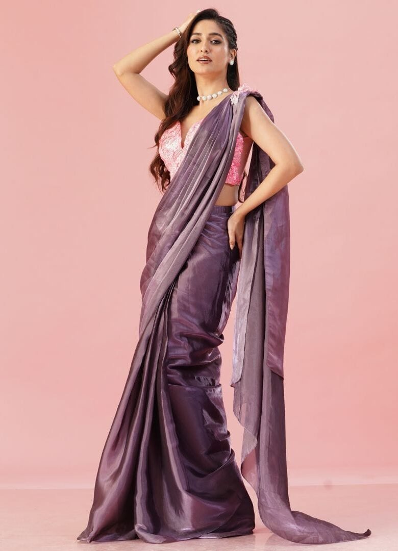 Violet tissue saree