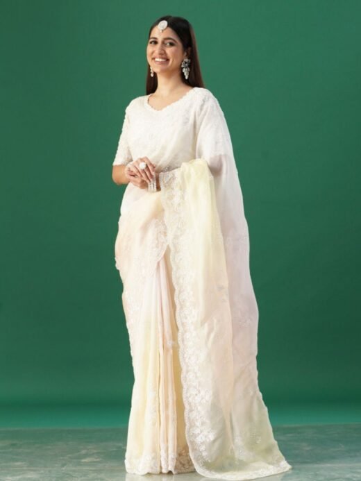 Three shade organza saree