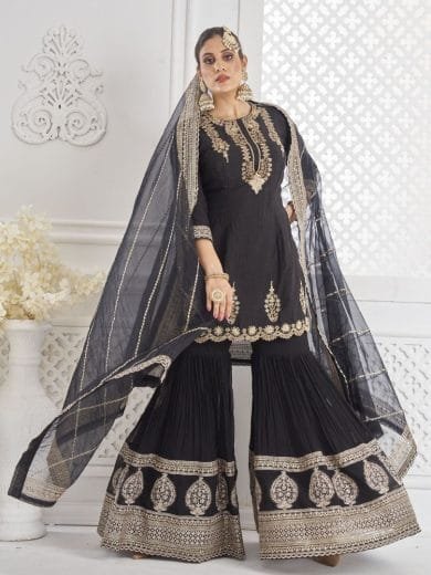 Black Georgette Gharara - Image 3