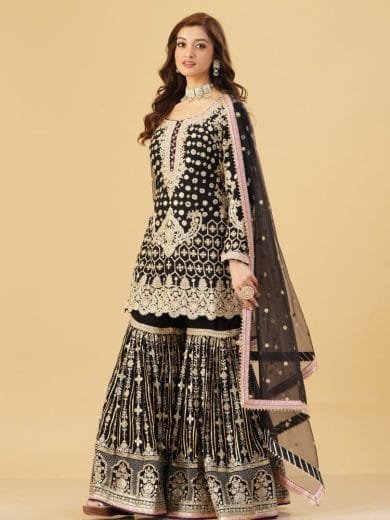 Black Gharara Set