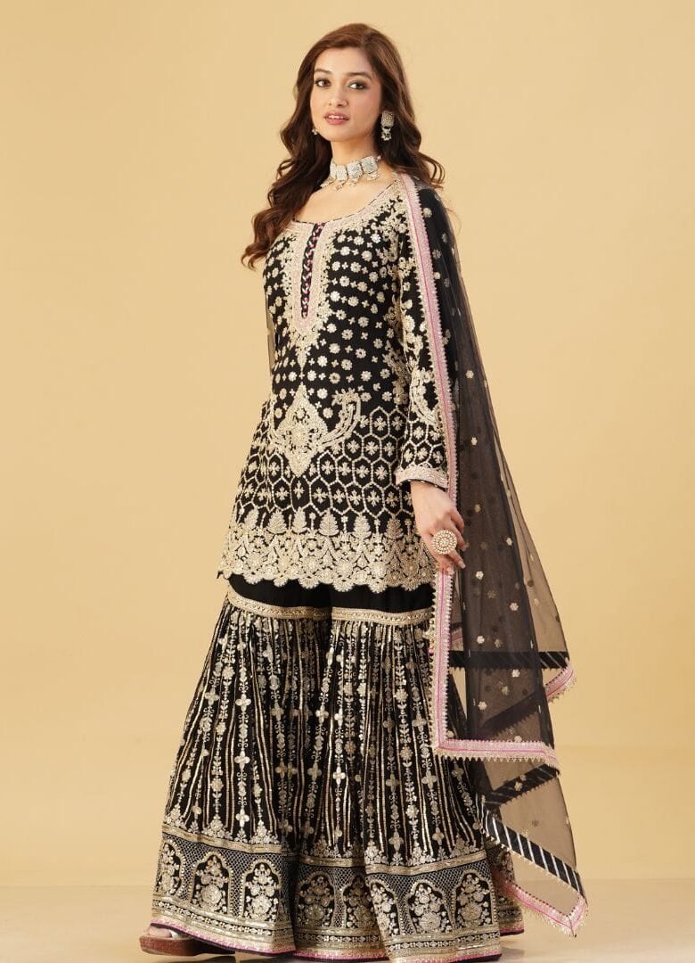 Black Gharara Set