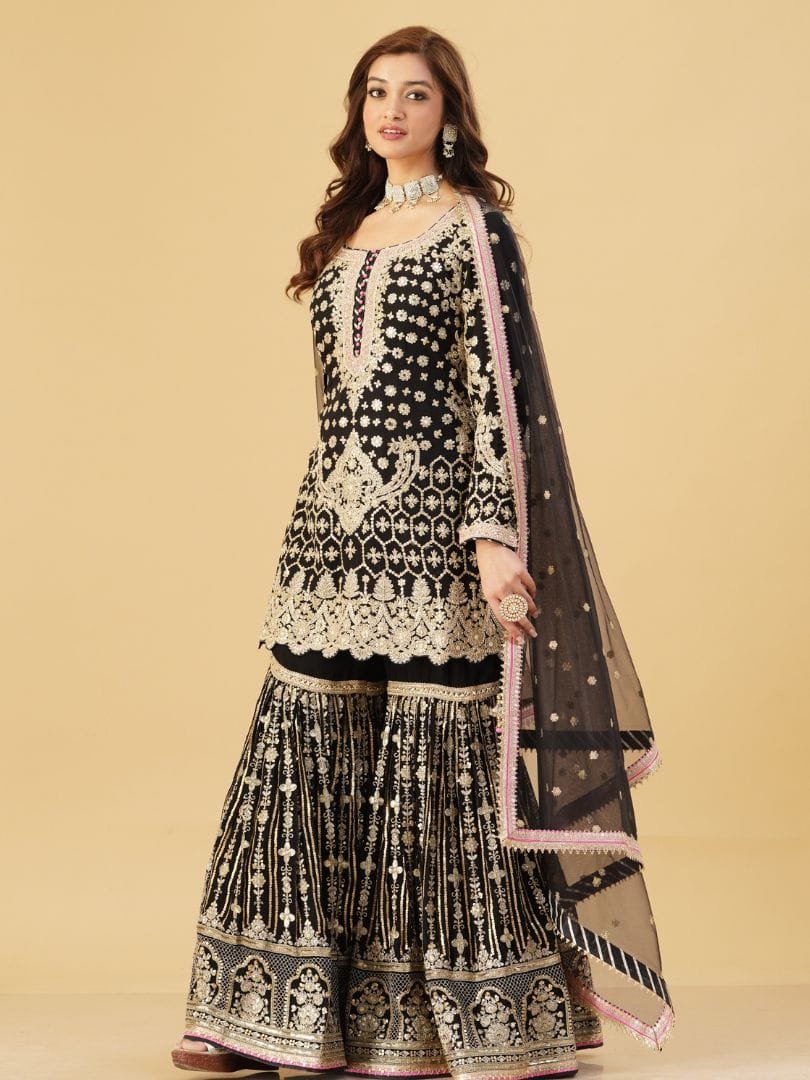 Black Gharara Set - Kenzo