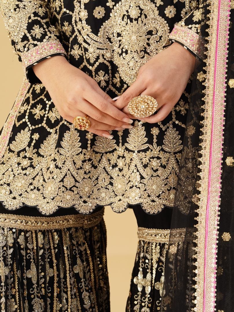 Black Gharara Set - Kenzo