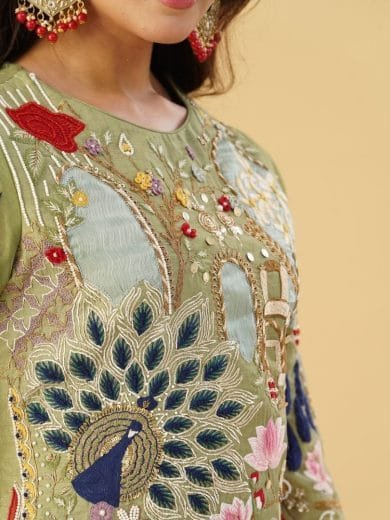 Green Silk Salwar Suit - Image 4
