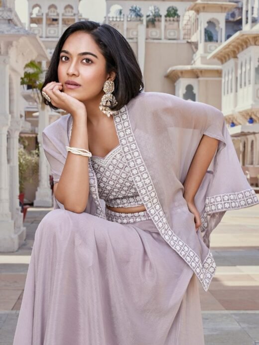 Lilac Crop Top and palazzo set