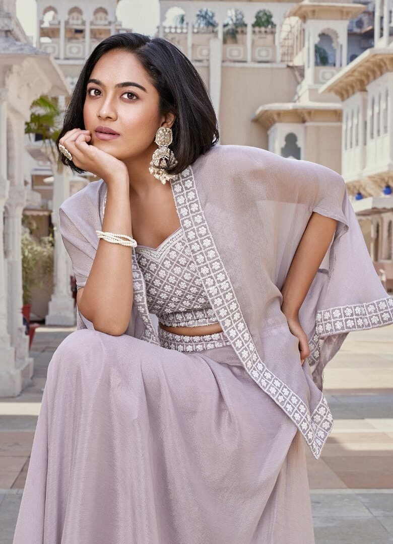 Lilac Crop Top and palazzo set