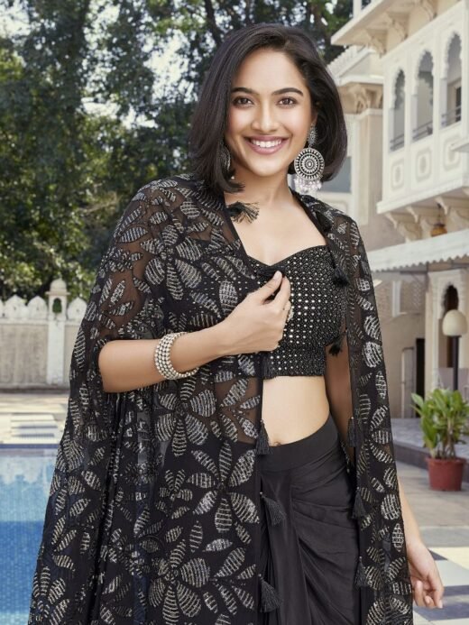 Black Dhoti Skirt Set