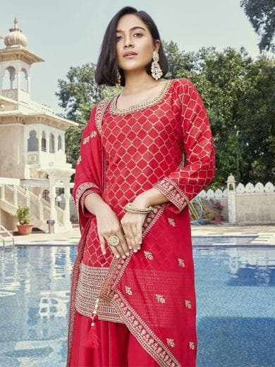 Red Palazzo Suit