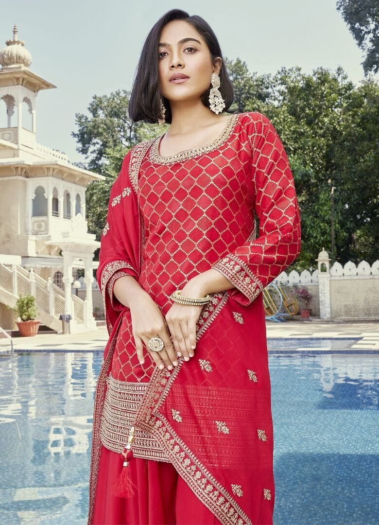 Red Palazzo Suit