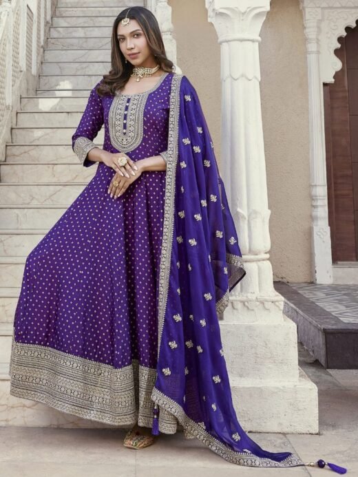 Purple Embroidered Gown