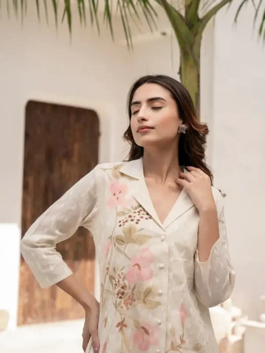 Beige Floral Co-ord Set