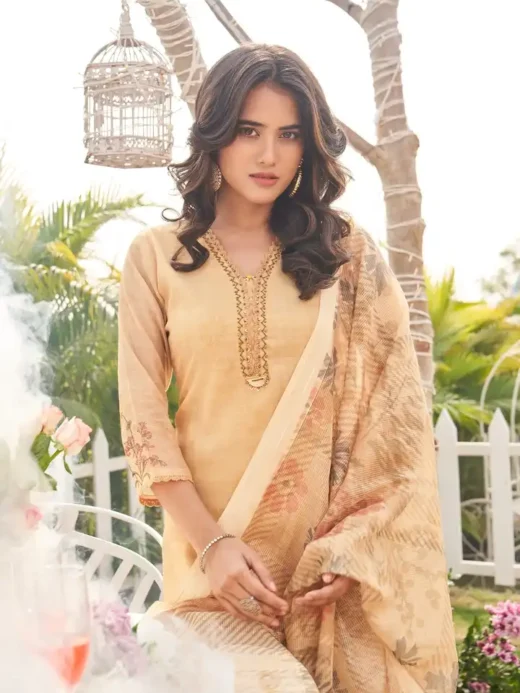 Beige Floral Kurta Set