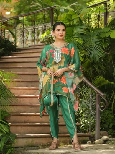 Green Kaftaan Dhoti Set
