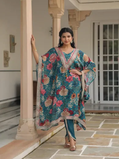Teal Kaftaan Dhoti Set