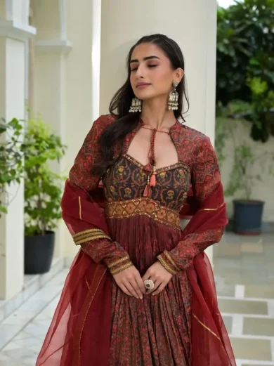 Maroon Anarkali