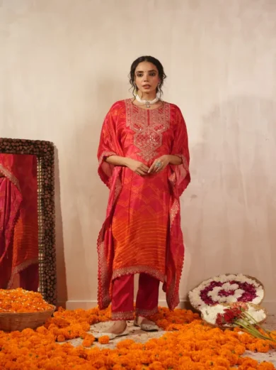 Red Orange Kaftaan Set