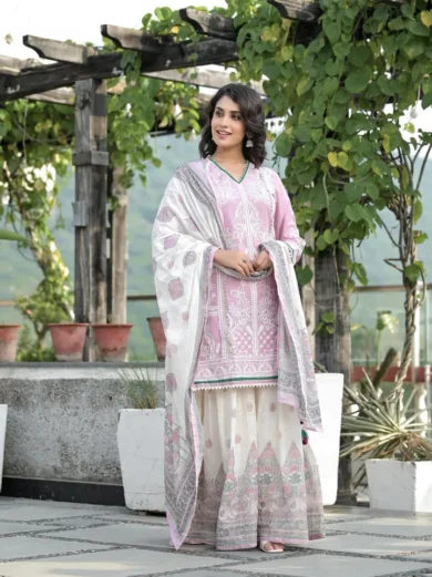 Pink and Yellow Cotton Kurta Set