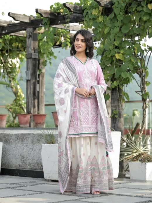 Pink and Yellow Cotton Kurta Set