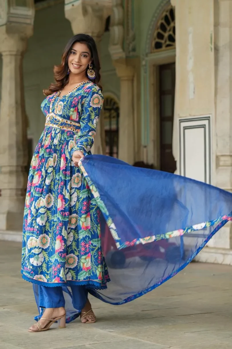 Blue Crepe Anarkali - Image 2