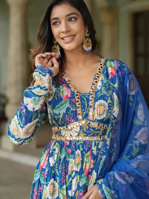Blue Crepe Anarkali