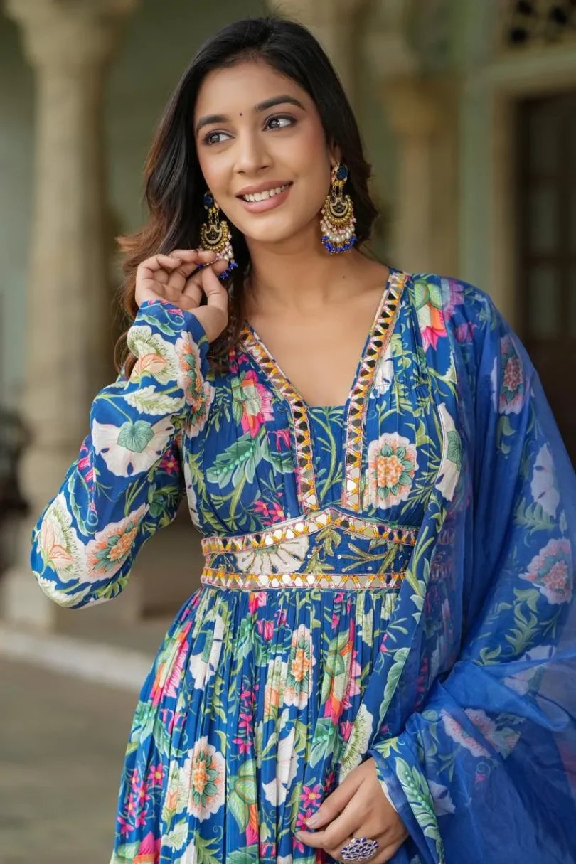 Blue Crepe Anarkali