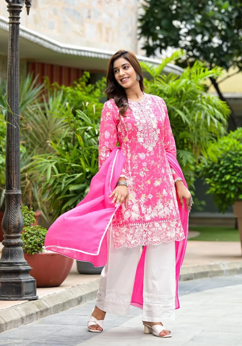 Rani Pink Embroidered Suit - Image 2