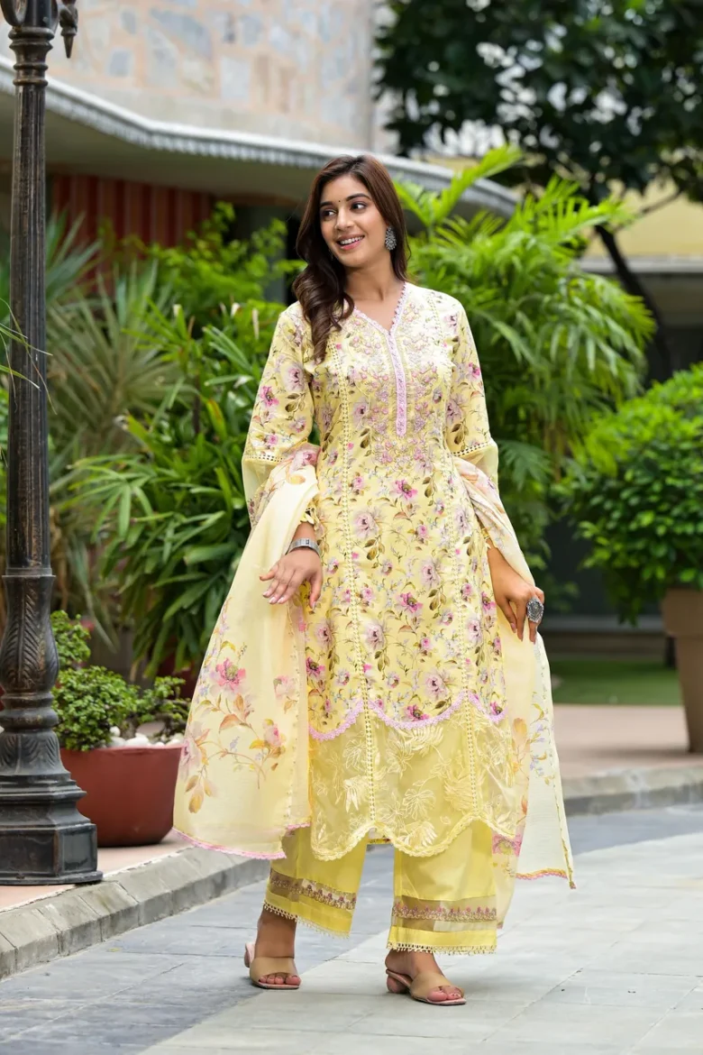 Yellow Floral Kurta Set