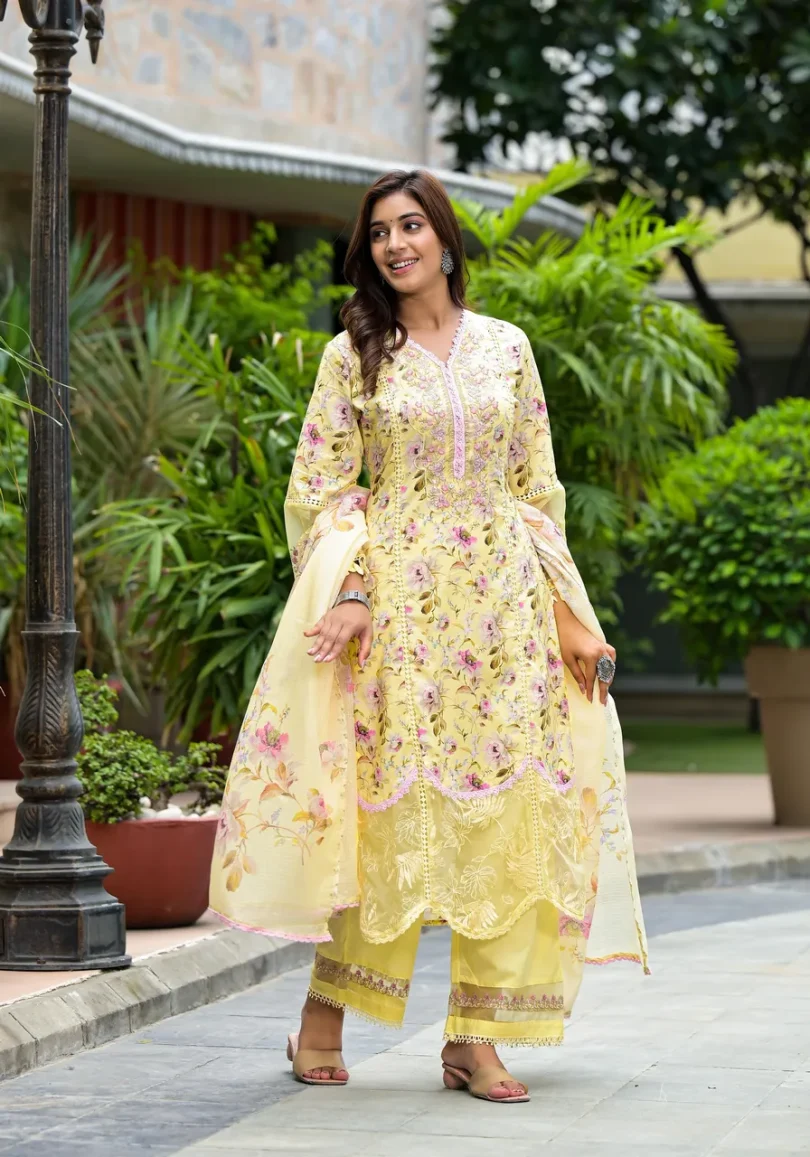 Yellow Floral Kurta Set