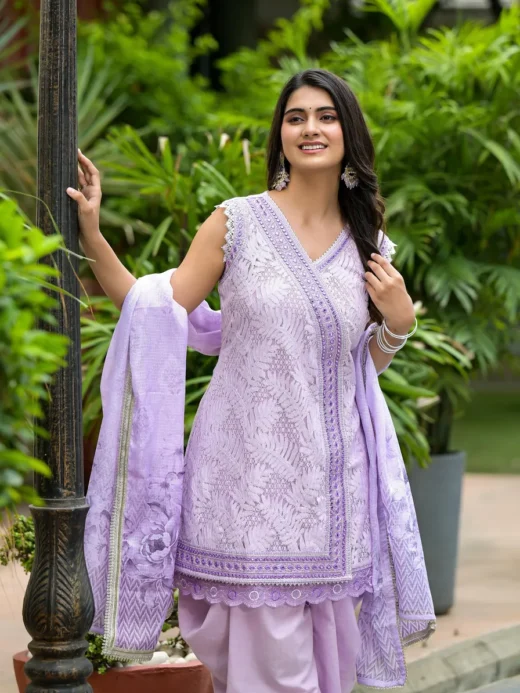 Lavender Dhoti Set