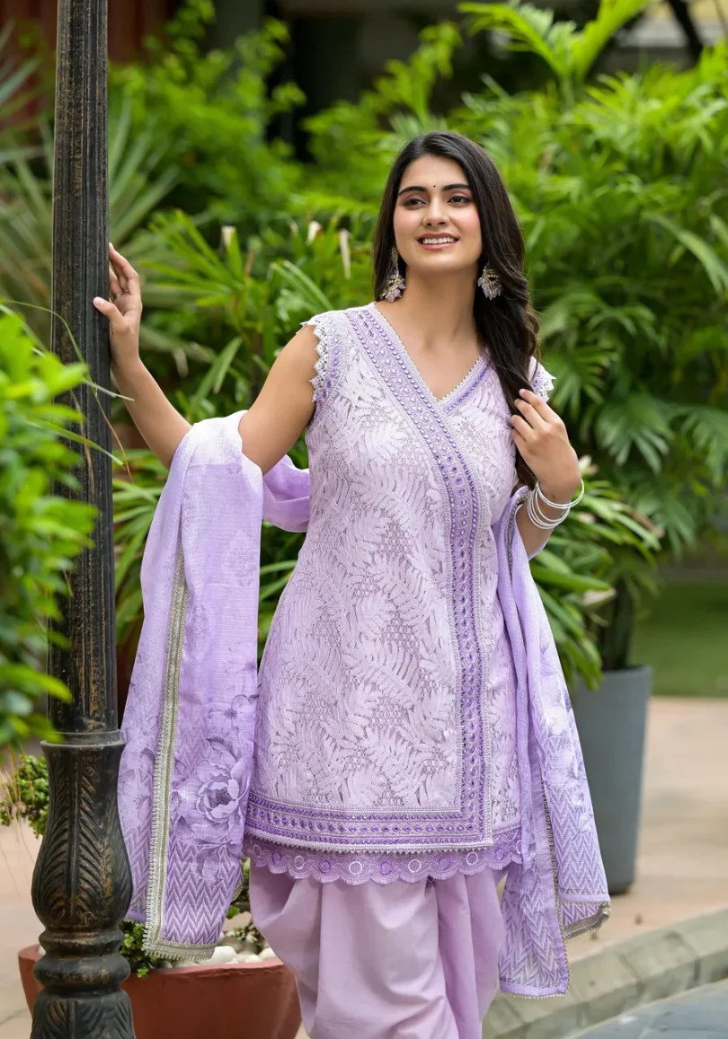 Lavender Dhoti Set