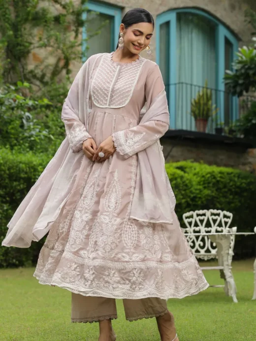 Dusty Pink Organza Anarkali