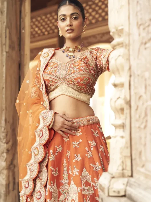 Rust Orange Bridal Lehenga