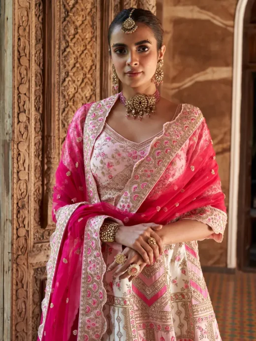 Shaded Pink Bridal Lehenga