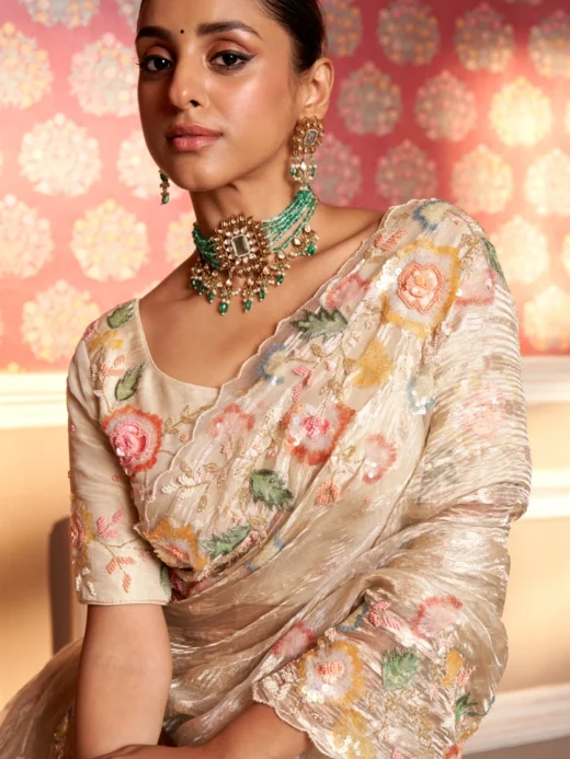 Onion Pink Tissue Saree