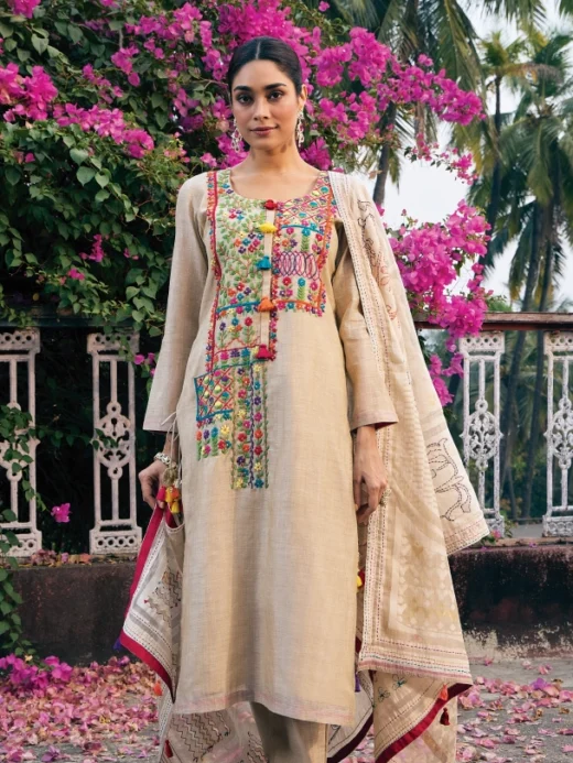 Straight Cut Jamdani Salwar Suit Set