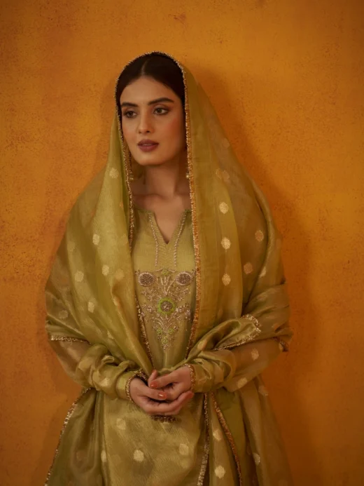 Tissue & Art Raw Silk Kalidaar Set